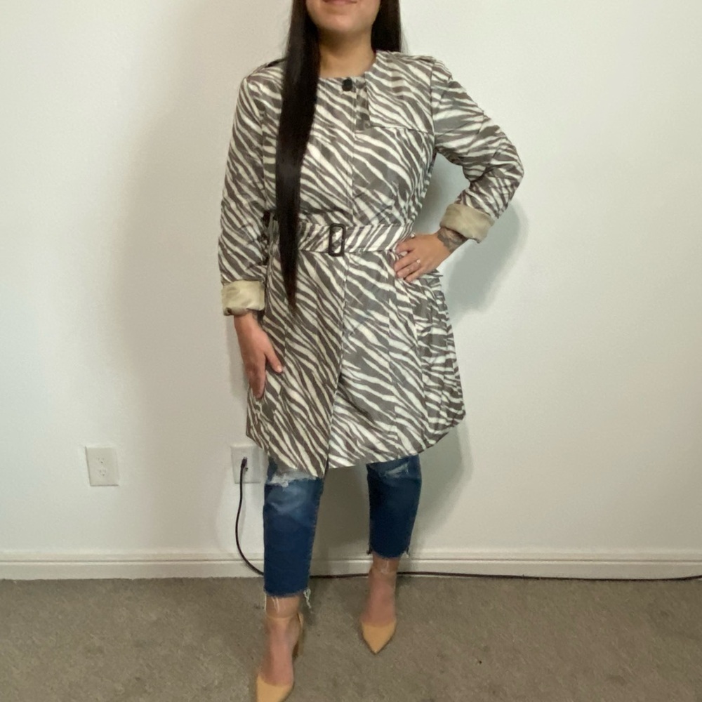 Banana Republic Heritage Animal Print Trench Coat Size Large